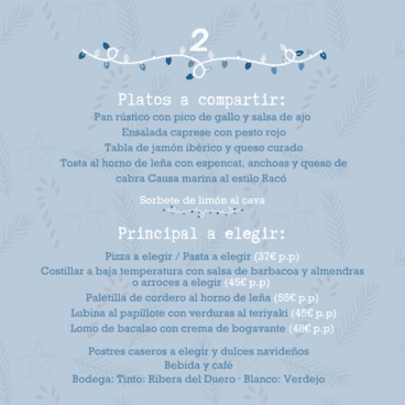 Menú 2 de Empresa de El Racó del Mar