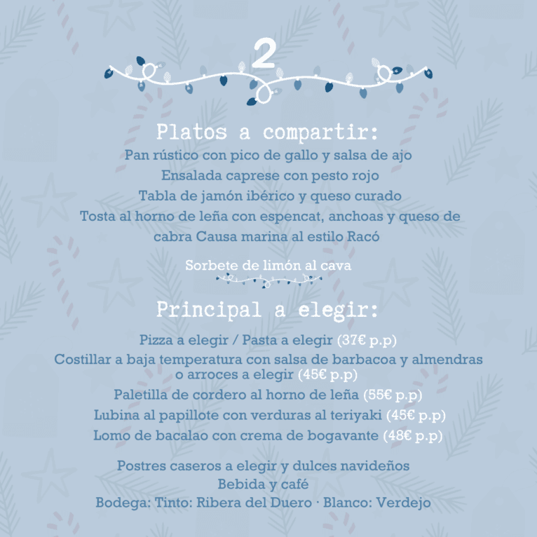 Menú 2 de Empresa de El Racó del Mar