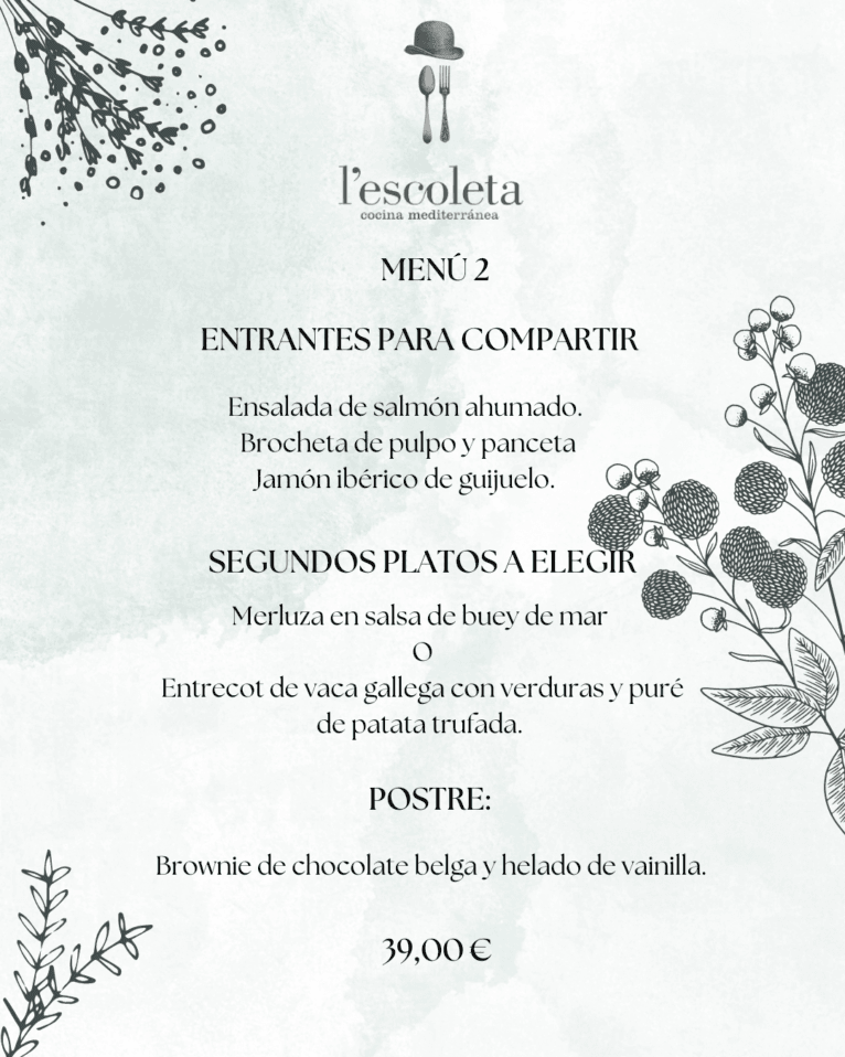 Menú 2 de empresa en L'Escoleta
