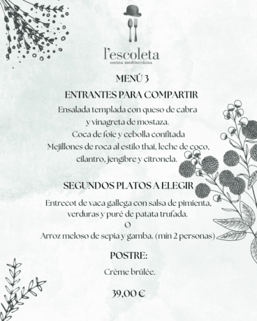 Menú 3 de empresa en L’Escoleta