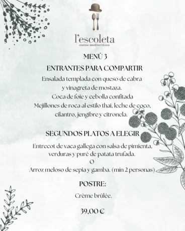 Menú 3 de empresa en L’Escoleta