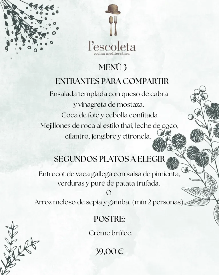 Menú 3 de empresa en L'Escoleta