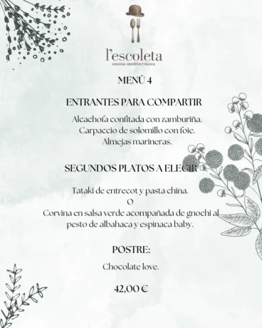Menú 4 de empresa en L’Escoleta
