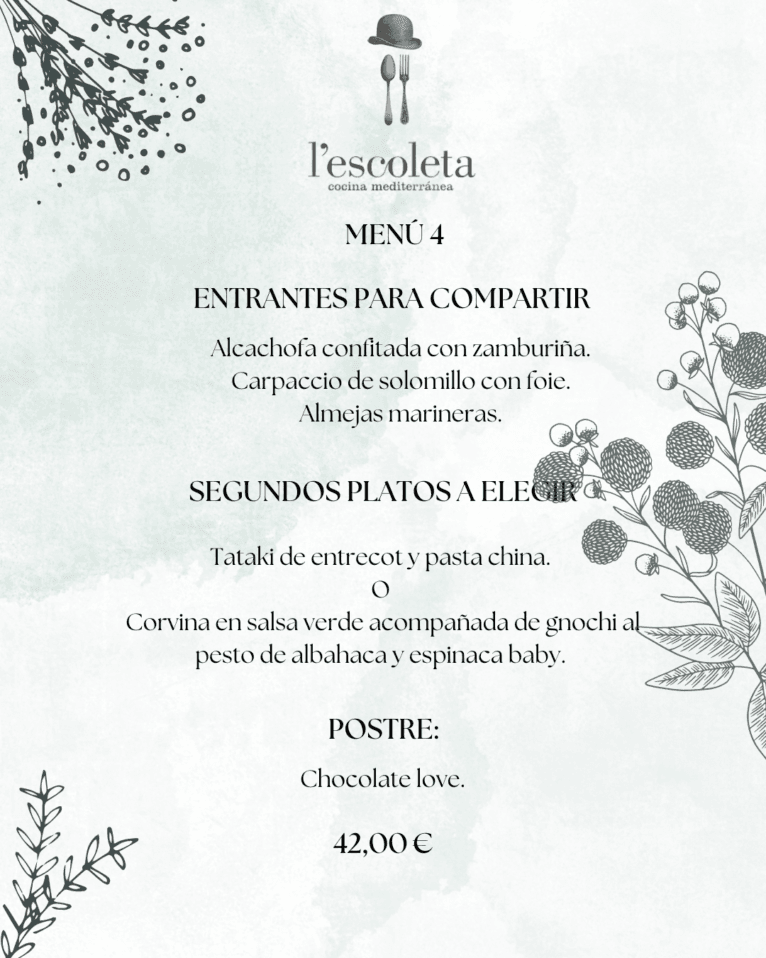 Menú 4 de empresa en L'Escoleta