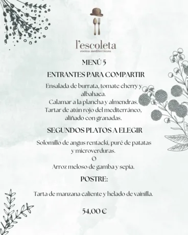 Menú 5 de empresa en L’Escoleta