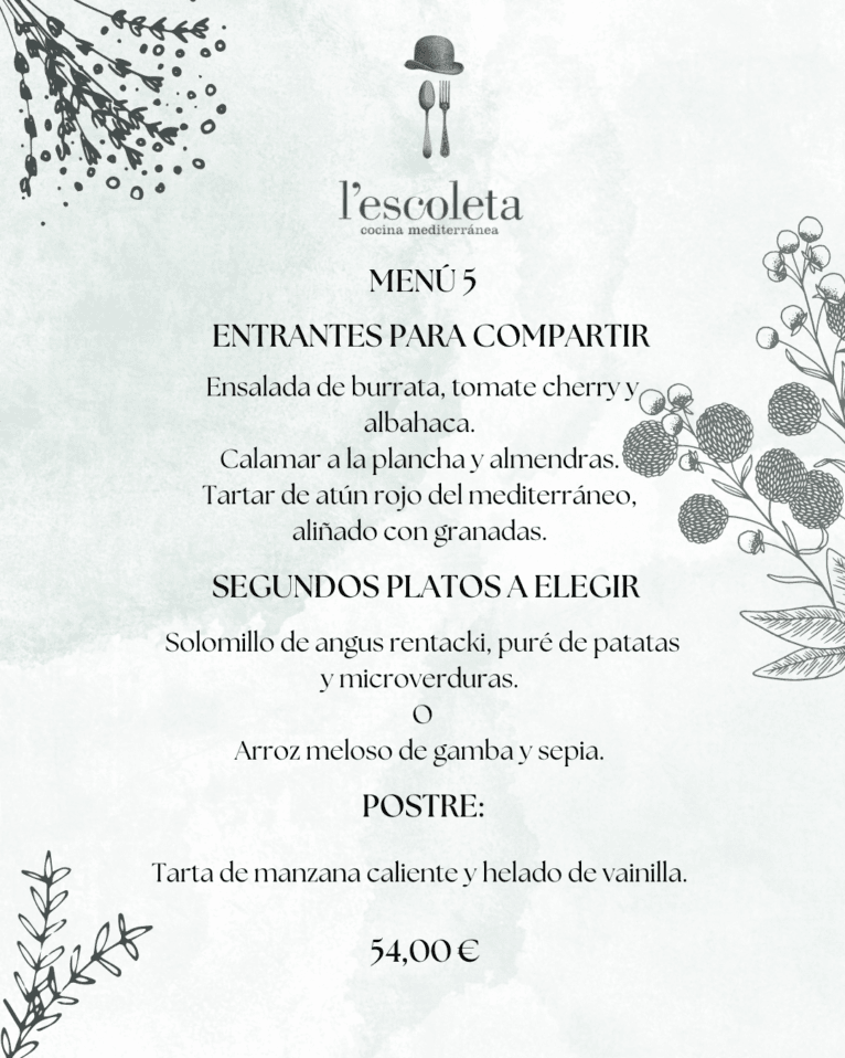 Menú 5 de empresa en L'Escoleta
