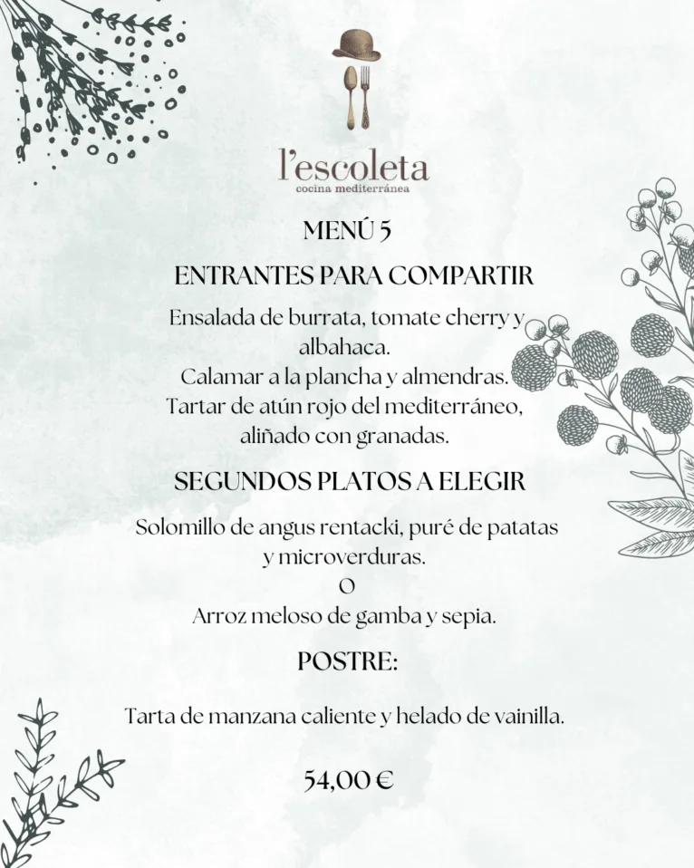 Menú 5 de empresa en L'Escoleta