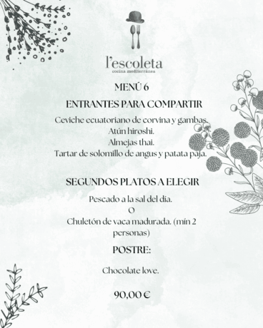 Menú 6 de empresa en L’Escoleta