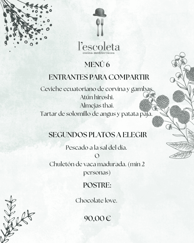 Menú 6 de empresa en L'Escoleta