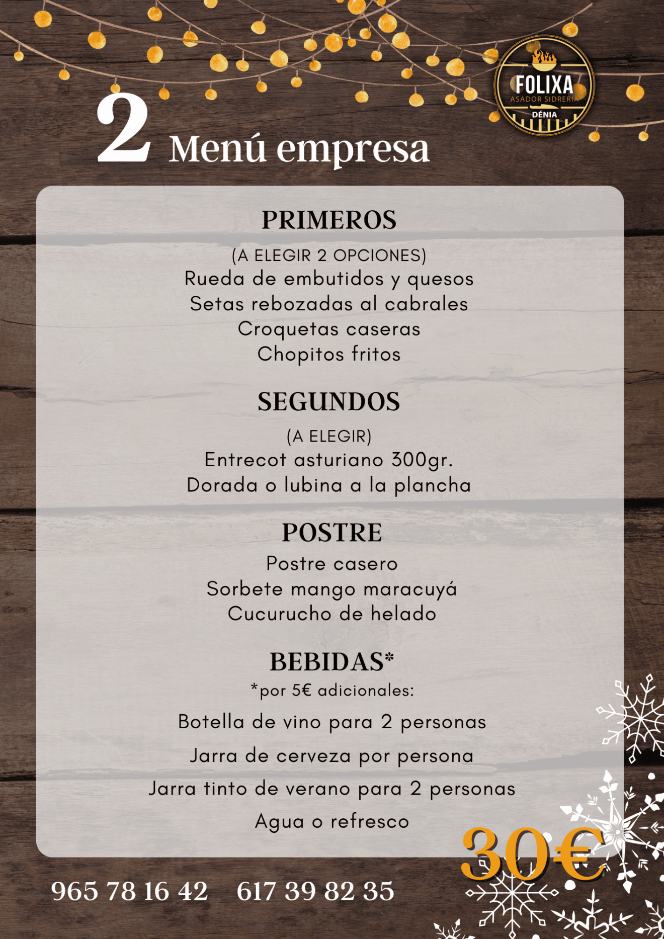 Menú de empresa Folixa Asador Sidrería por 30€
