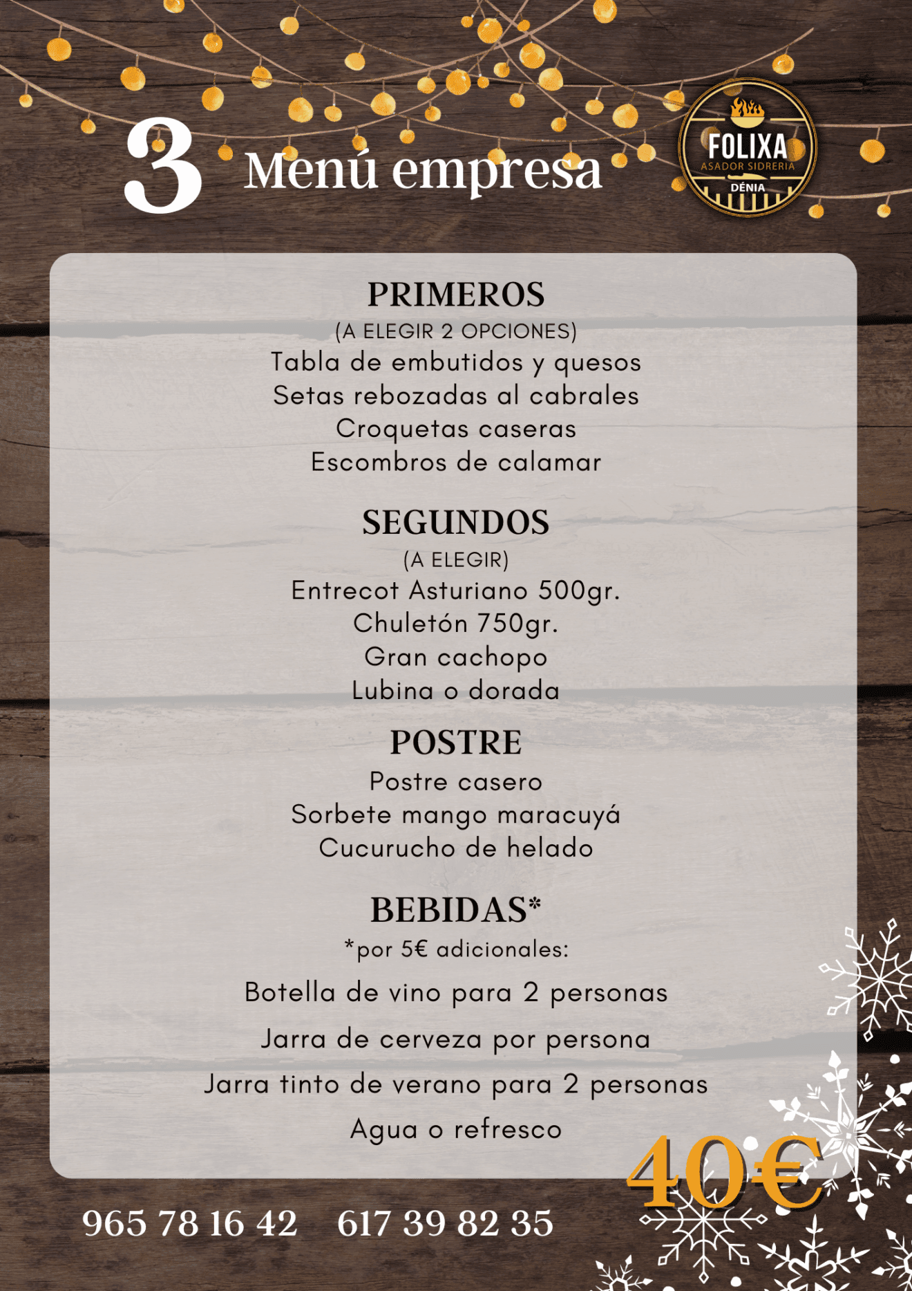 Menú de empresa Folixa Asador Sidrería por 40€