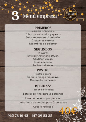 Menú de empresa Folixa Asador Sidrería por 40€