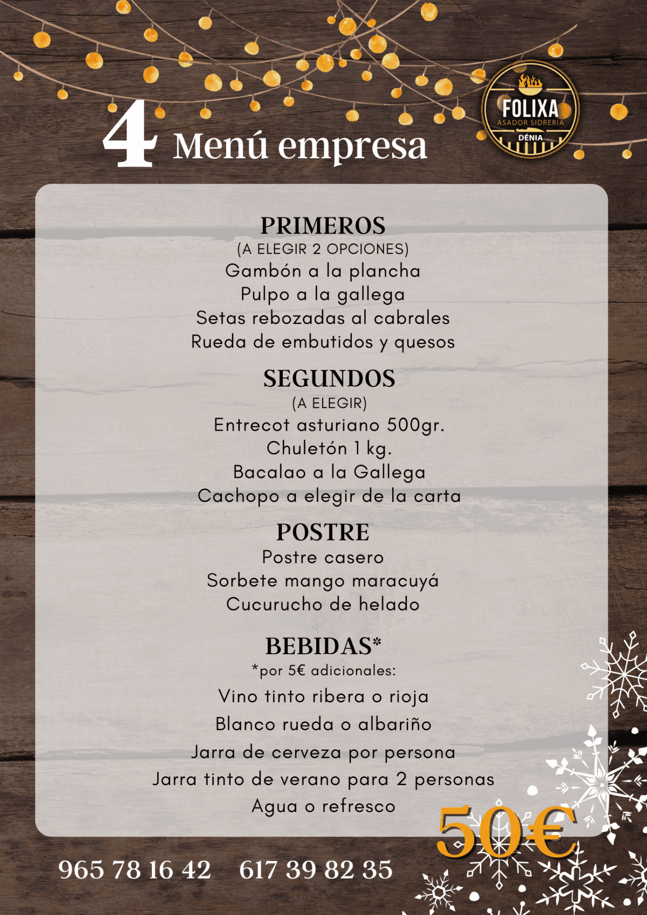 Menú de empresa Folixa Asador Sidrería por 50€