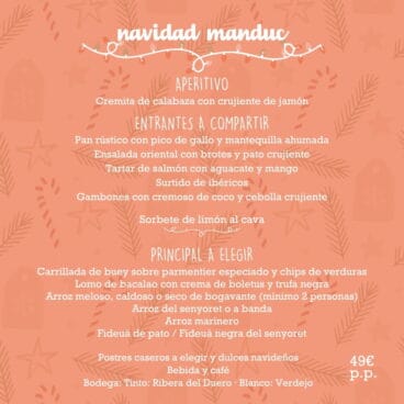 Menú Navidad 2022 de Manduc Restaurante