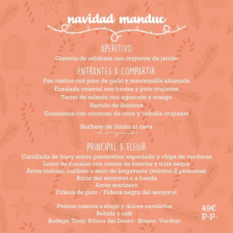 Menú Navidad 2022 de Manduc Restaurante