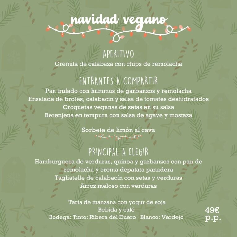 Menú Navidad vegano 2022 de Manduc Restaurante