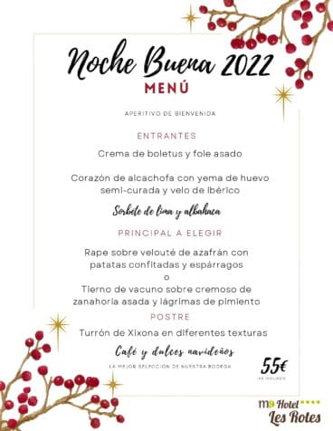 Menú Nochebuena 2022 de Hotel Les Rotes