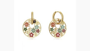 Pendientes de acero dorado con flores de colores de Viceroy Kiss
