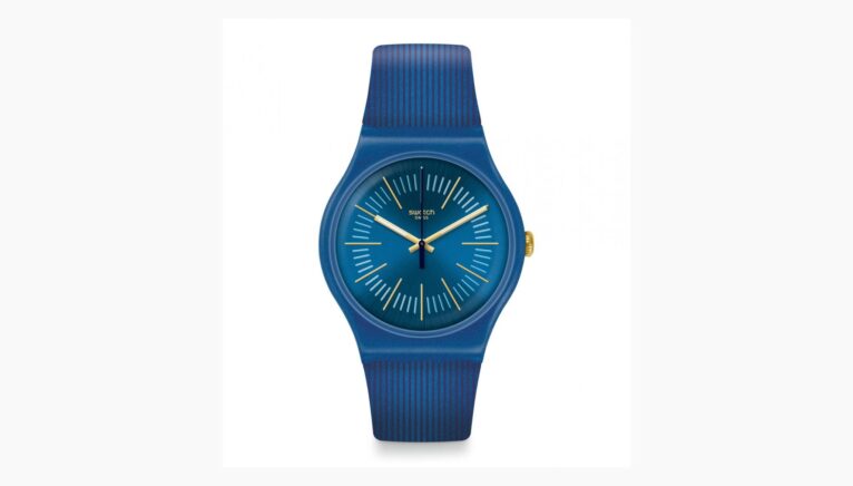 Reloj Cyderalblue estilo futurista de Swatch