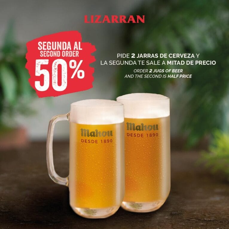 Tu segunda jarra de cerveza a mitad de precio