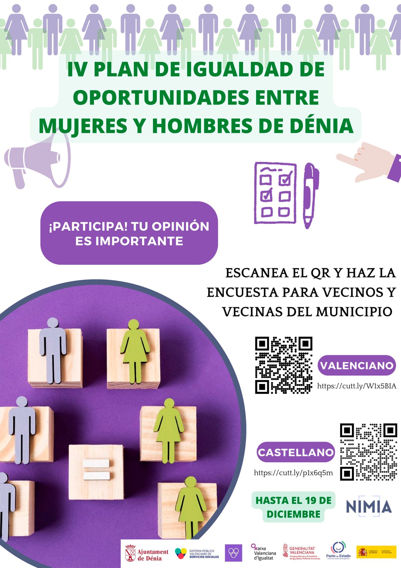 Cartel del cuestionario del Plan de Igualdad de Dénia