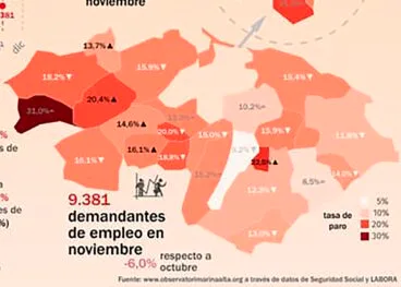 mapa de demandantes de empleo en noviembre 2022 observatori marina alta