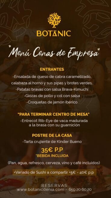 Menú de empresa 2022 de Botanic