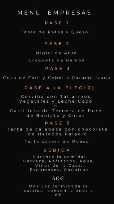 Menú de empresa 2022 de Jaleo Pedreguer