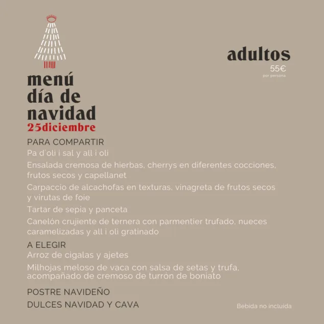 menu de navidad 2022 de escondida