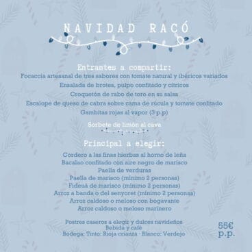 Menú de Navidad de El Racó del Mar