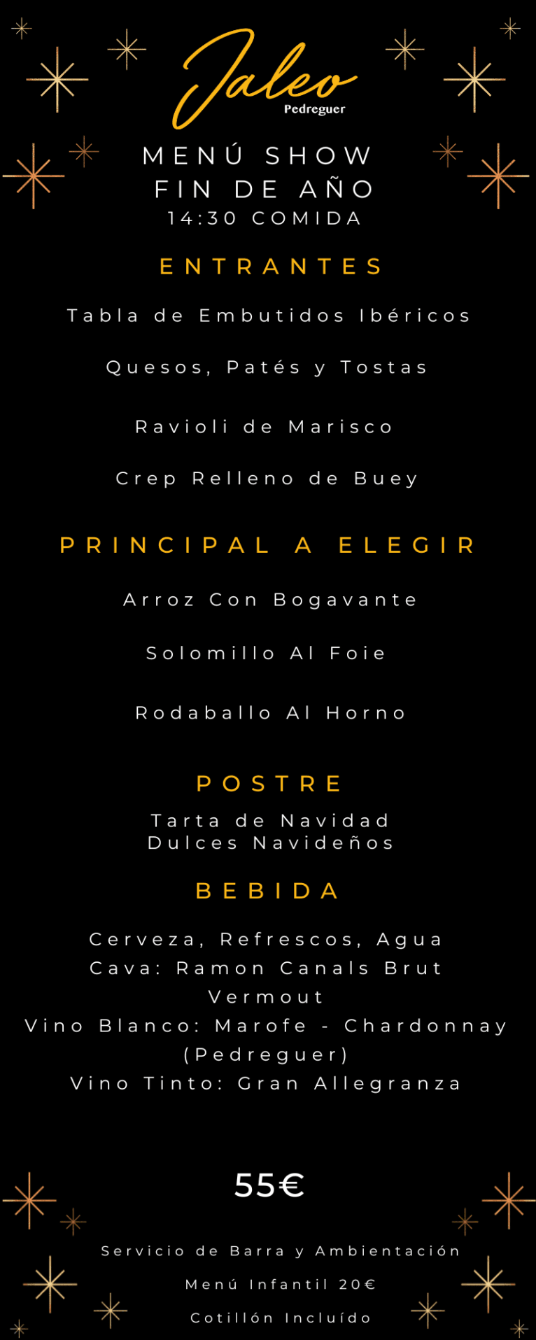 Menú de Nochevieja 2022 de Jaleo Pedreguer