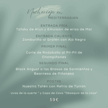 Menú de Nochevieja 2022 de Mediterrasian
