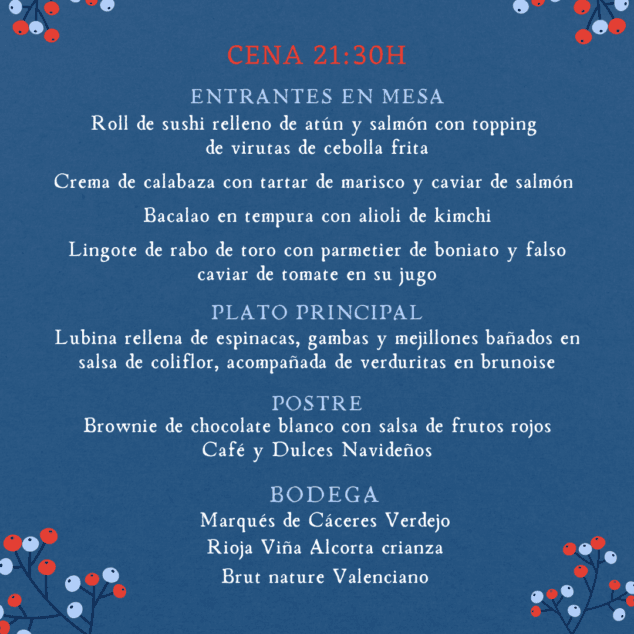 Imagen: Menú de Nochevieja 2022 de Restaurante Balandros