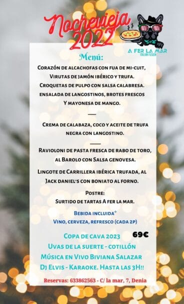 Menú de Nochevieja en A fer la Mar