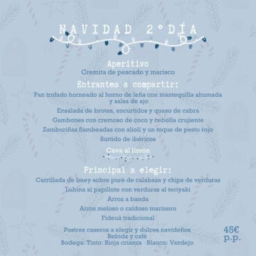 Menú del 2º día de Navidad