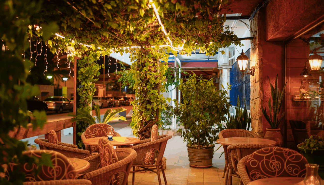 Terraza exterior de La Casa del Ratón
