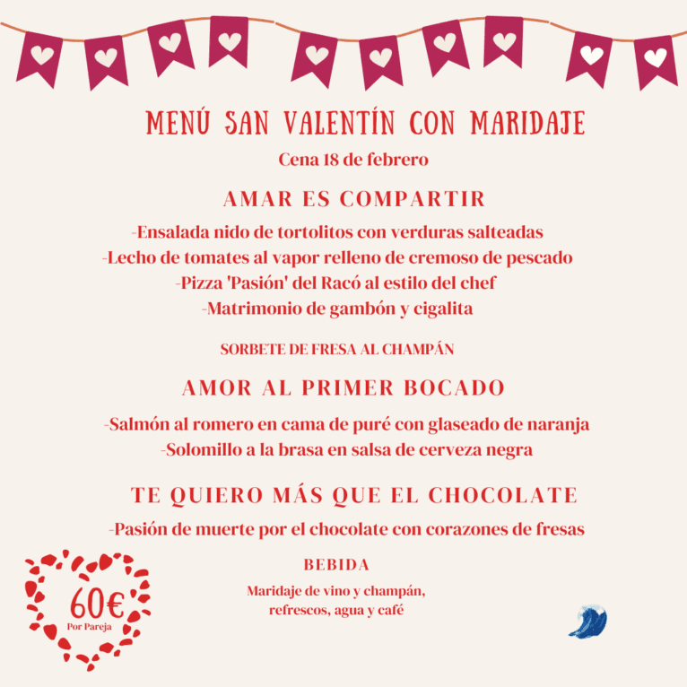 Menú de San Valentín de El Racó del Mar
