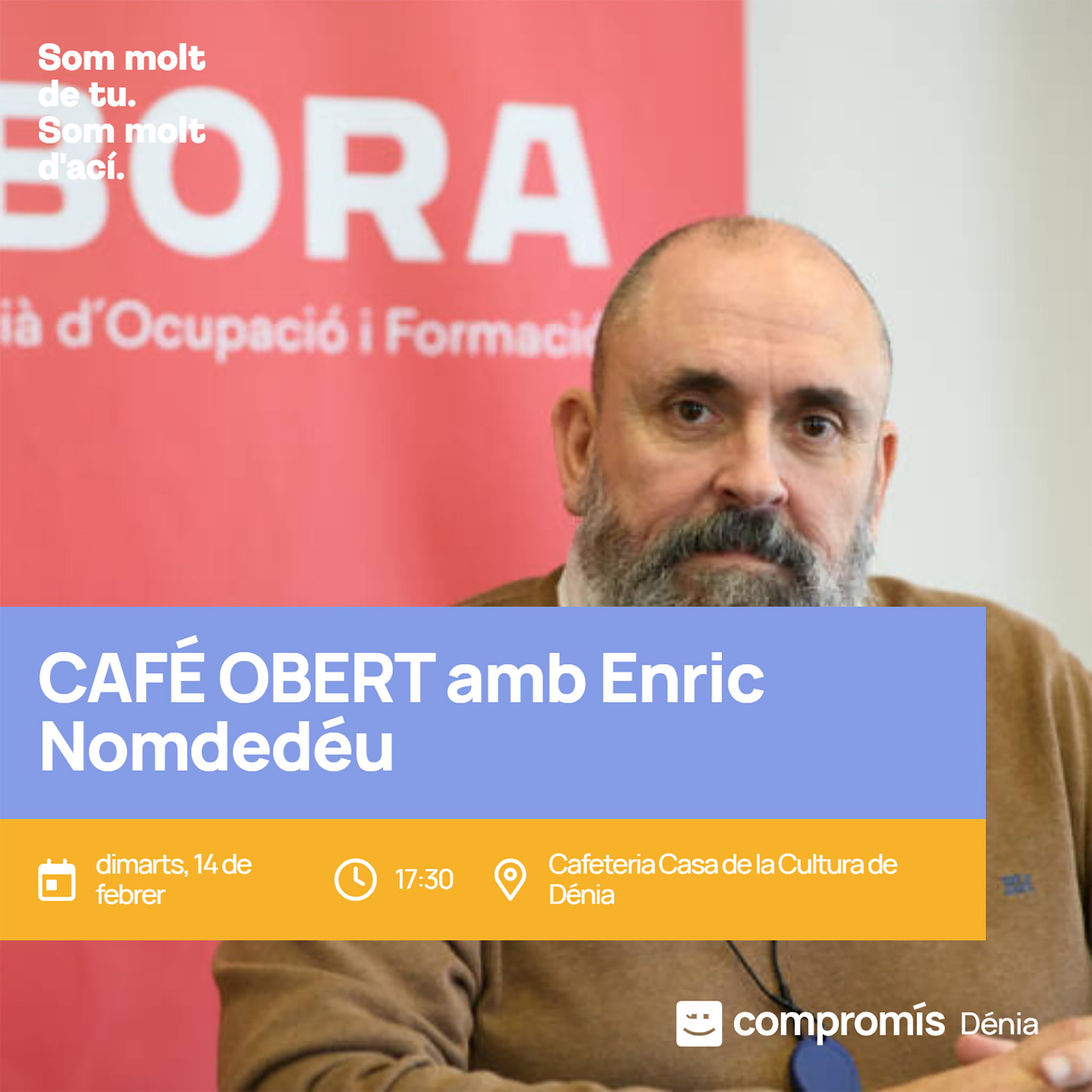 Café Obert de Compromís per Dénia con el secretario autonómico Enric Nomdedéu