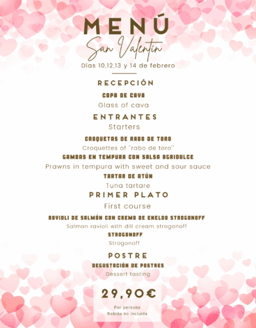 Menú de San Valentín Arte Restobar