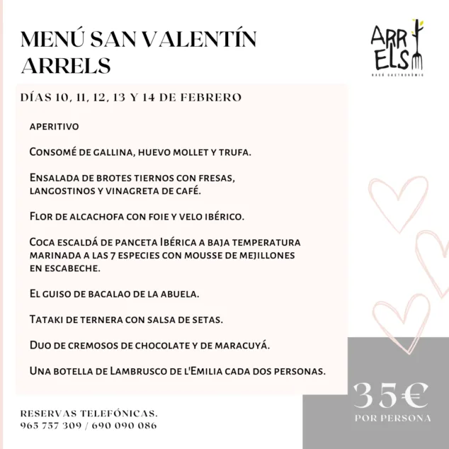 Imagen: Menú San Valentín Arrels Racó Gastronòmic