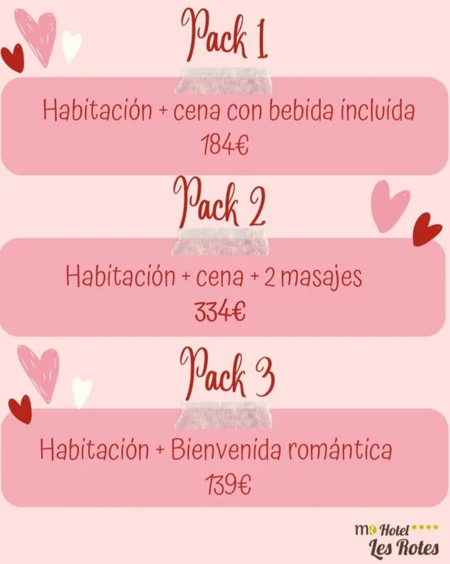packs de hotel les rotes san valentin
