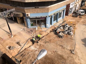 Suelo levantado en el centro de Dénia