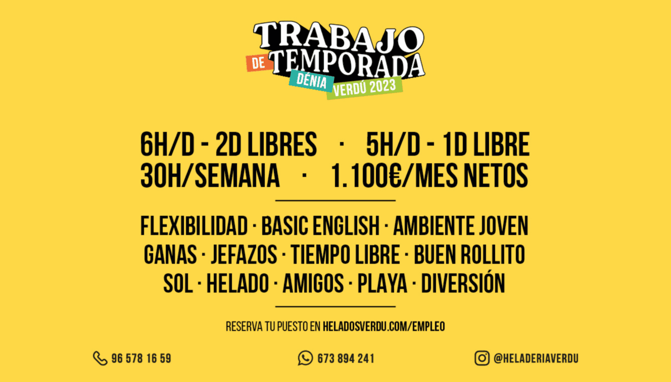 Trabajo de temporada en Heladería Verdú