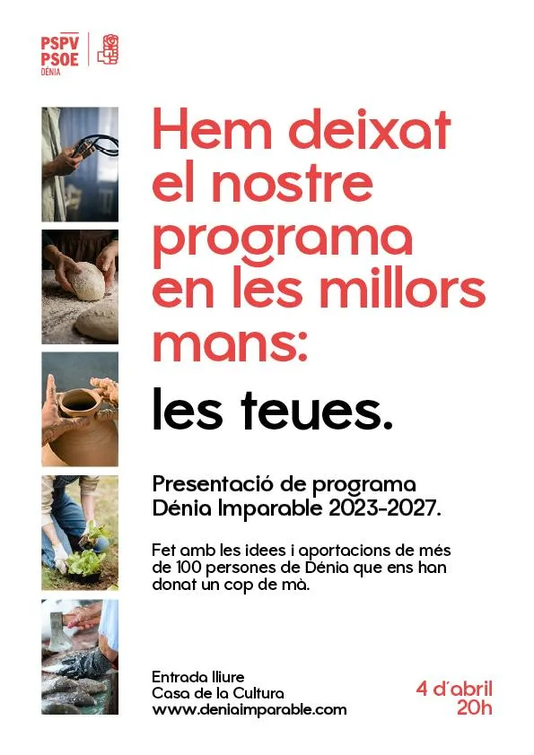 Imagen: Convocatoria a la presentación del programa electoral de Dénia
