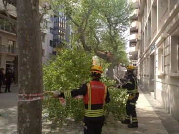 Bomberos acordonando la zona
