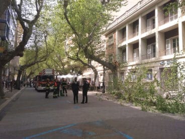 Bomberos y Policía Local en el lugar del incidente