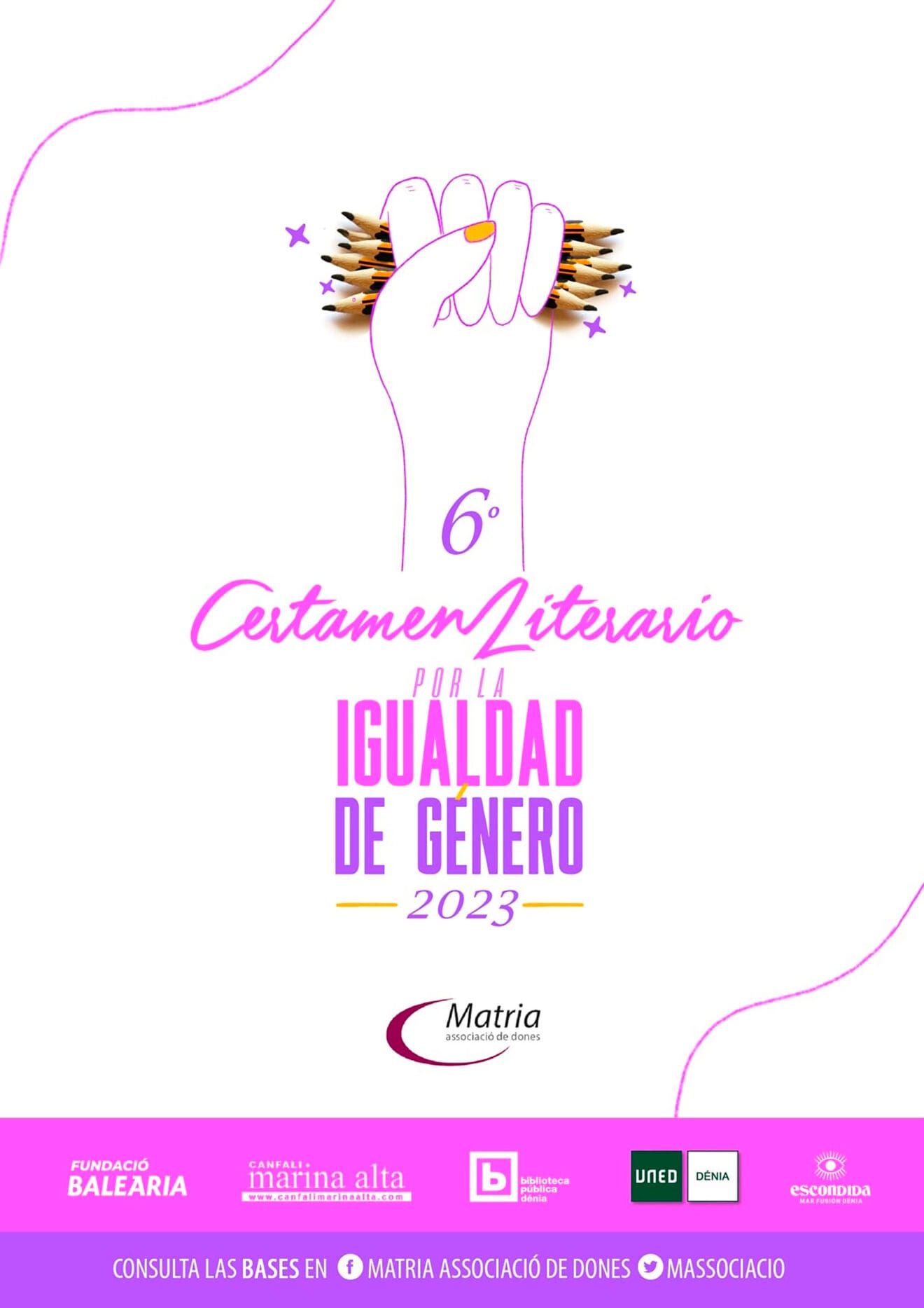 Cartel del sexto certamen literario 'Matria, por la Igualdad de Género 2023'