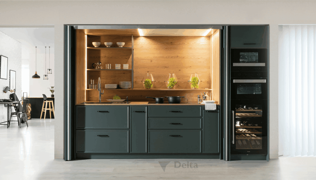 Moderna cocina oculta - Nativa Cocinas