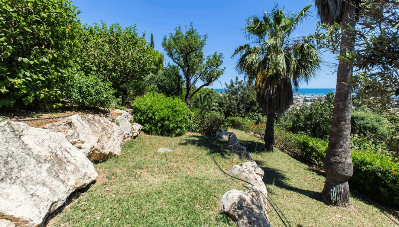 Bonitas zonas de jardín alrededor de la villa