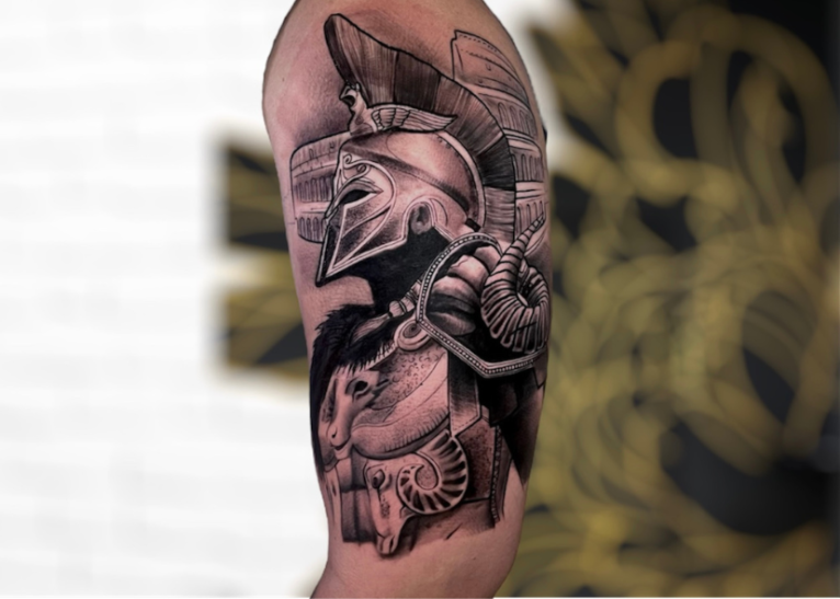 Gladiator tattoo available at The Mansion Ink